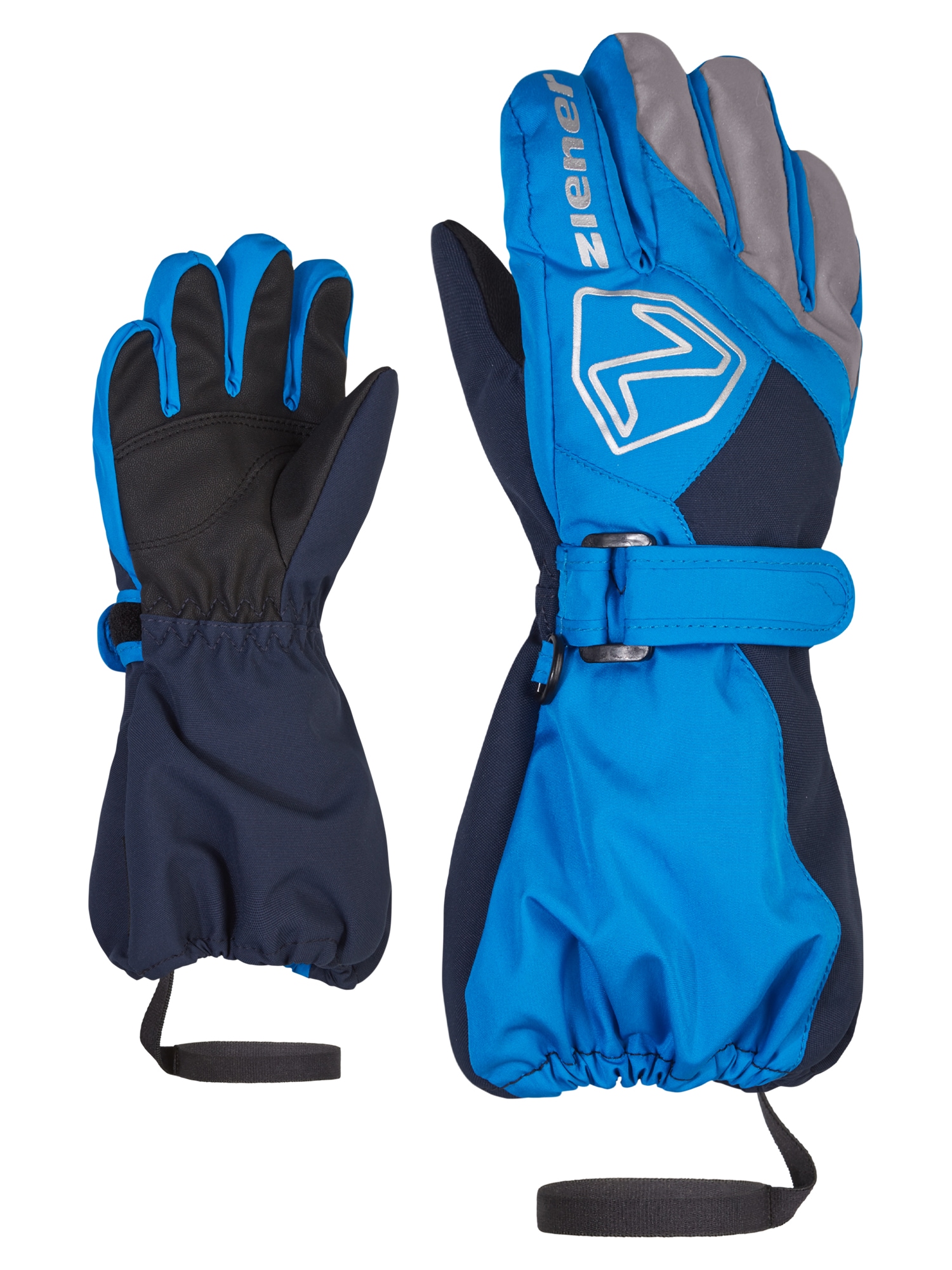 Skihandschuhe ZIENER "LAURO-Z AS glove mini", Kinder, Gr. 4, blau (persian blau.schwarz navy), Obermaterial: 100% Polyester; Innenseite: 100% Polyester; Futter: 100% Polyester; Wattierung: 100% Polyester, Handschuhe Image