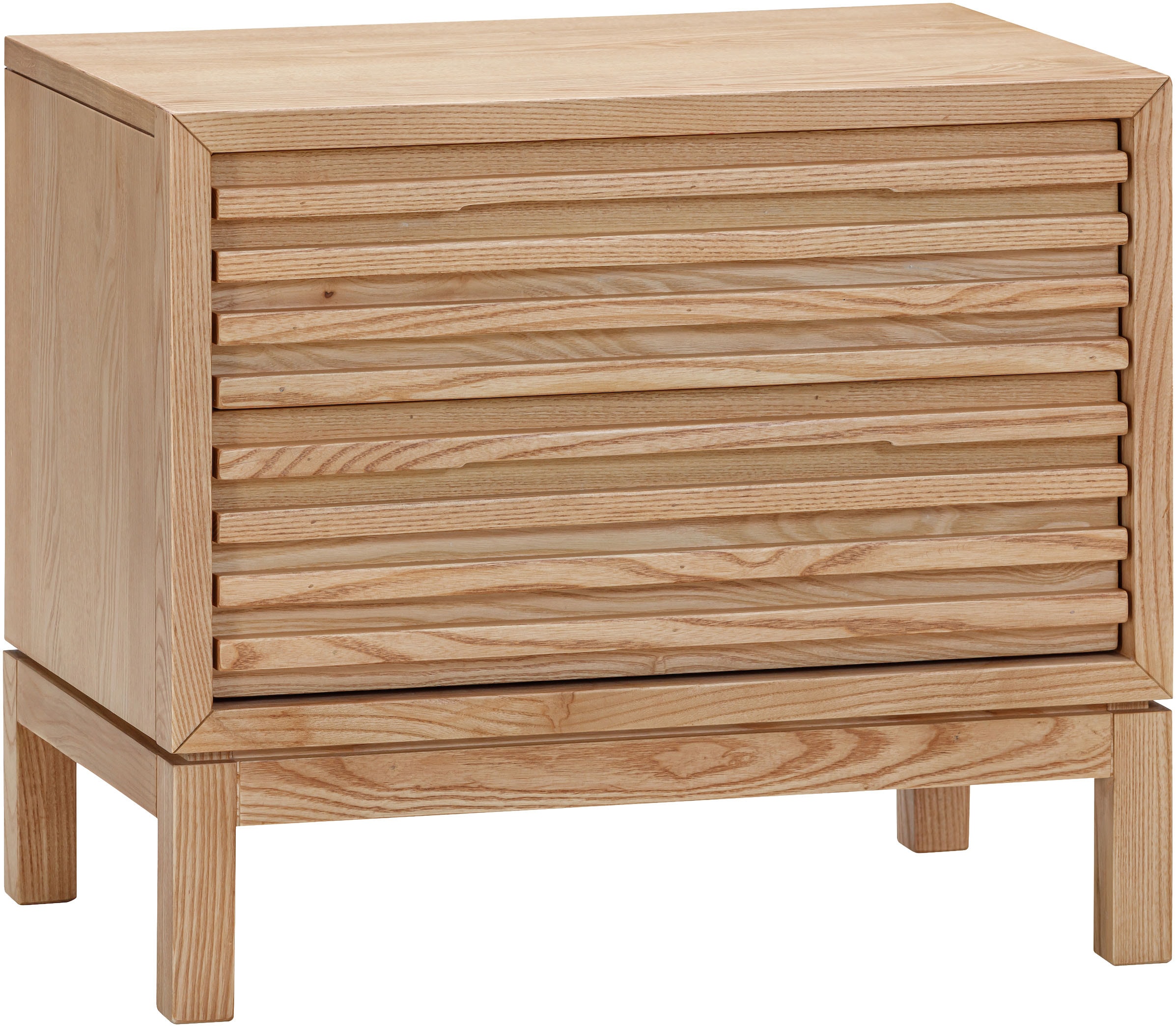 Nachttisch ANDAS "Tanner Nachttisch aus Eschenholz mit zwei Schubladen", beige (natur, natur, natur), B:61cm H:53cm T:41cm, Tische, Nachttisch