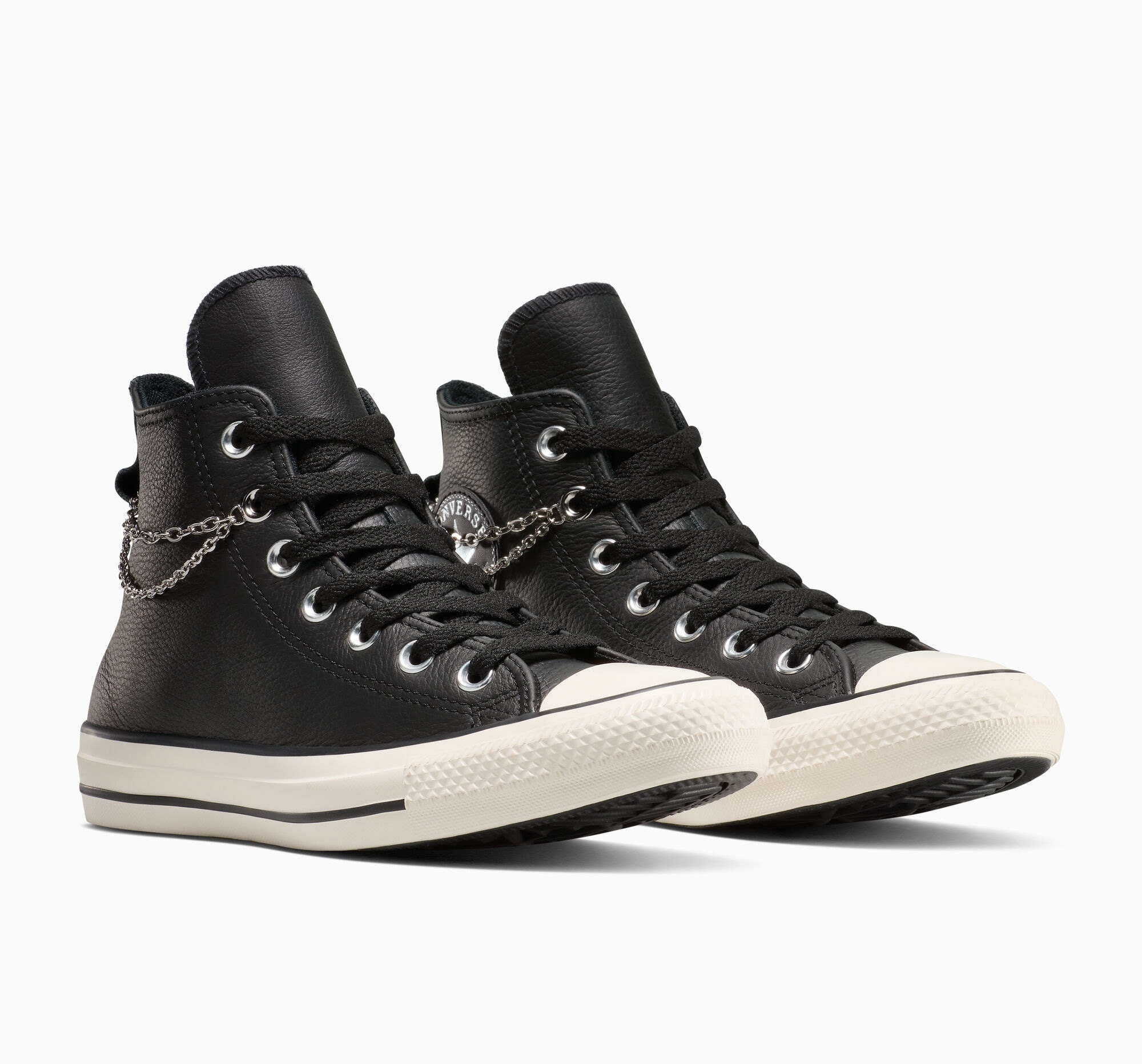 Sneaker CONVERSE "CHUCK TAYLOR ALL STAR", Damen, Gr. 41, schwarz, silber, egret, Leder, Schuhe Sneaker