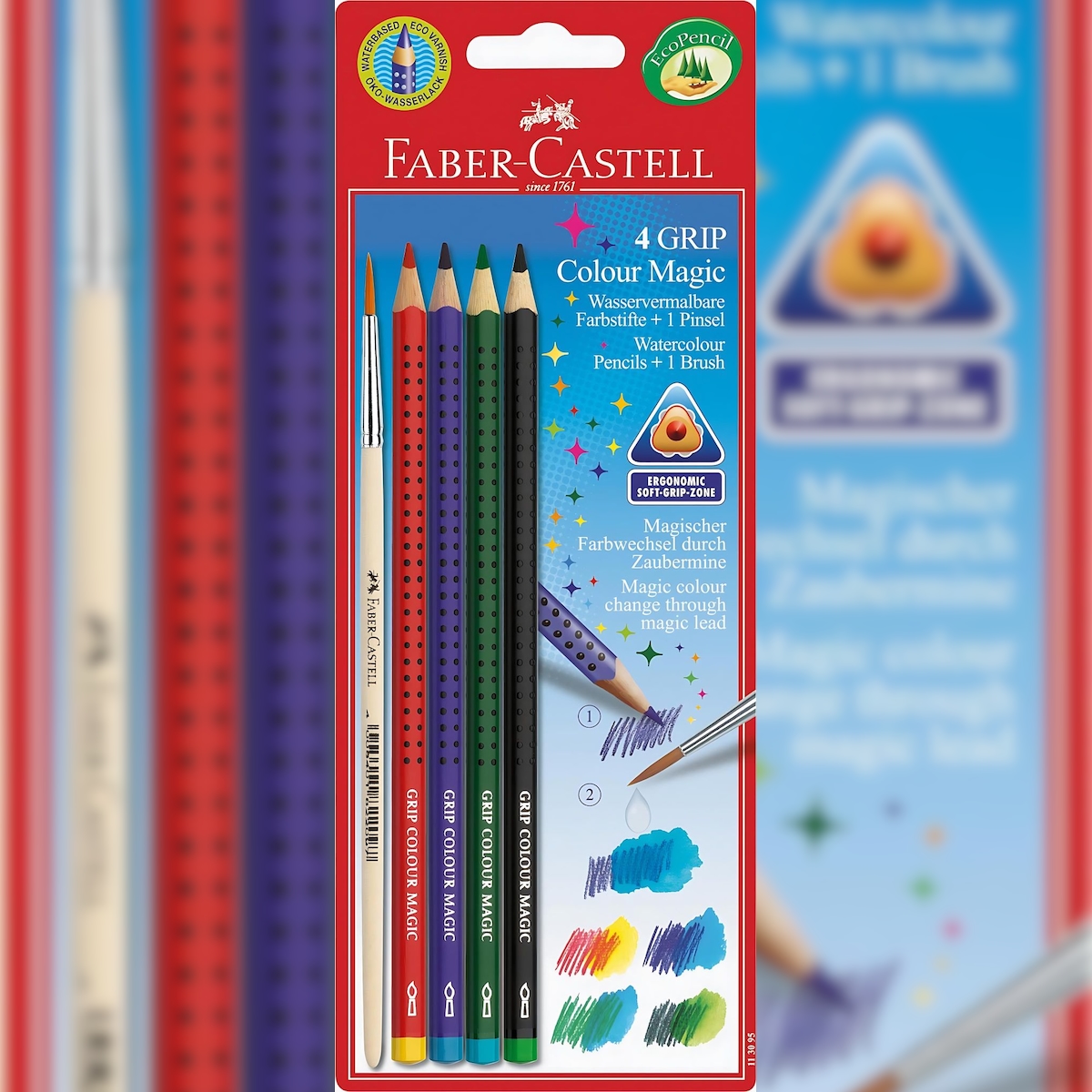 Faber Castell Farbstift Grip Colour Magic mit Pinsel 4er BK Image