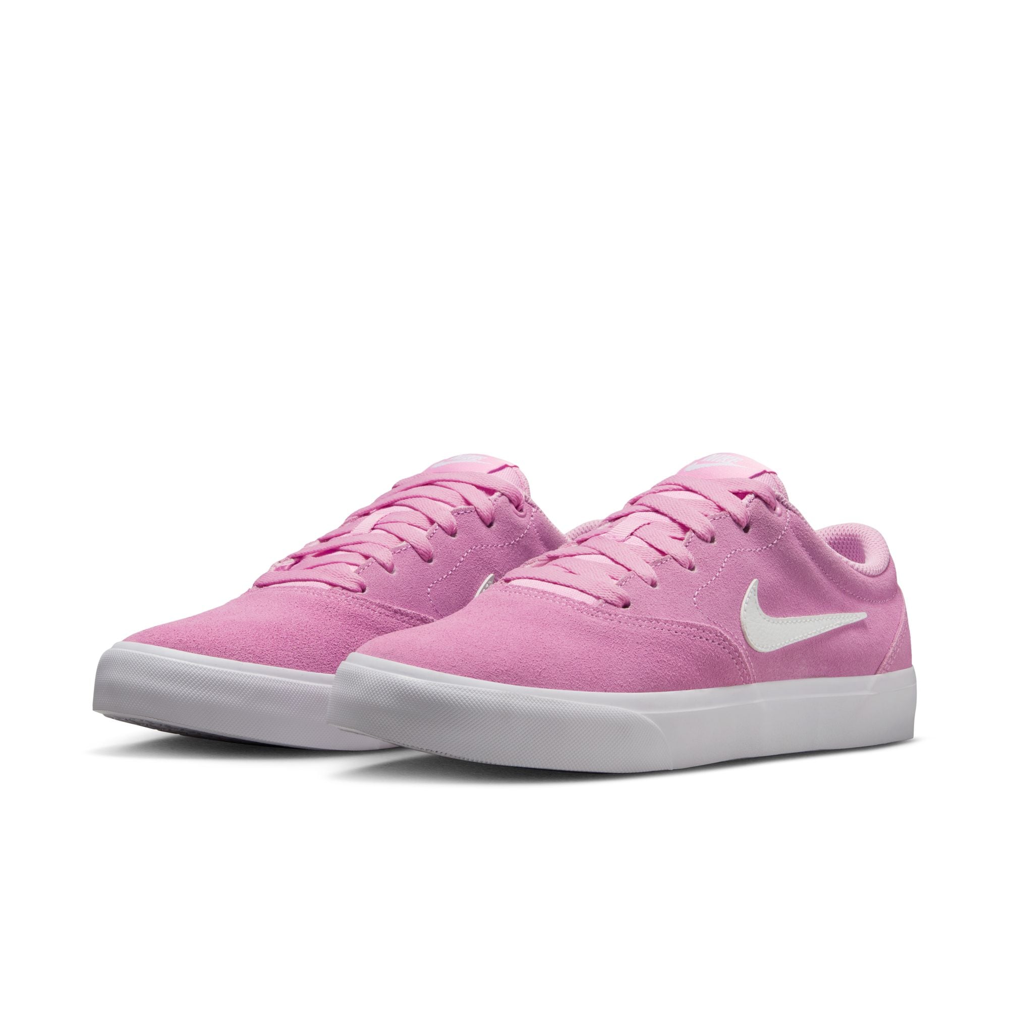 Sneaker NIKE SPORTSWEAR "W NIKE CHARGE SUEDE", Damen, Gr. 36,5, pink rise, weiß, pink rise, weiß, Leder, Schuhe Sneaker