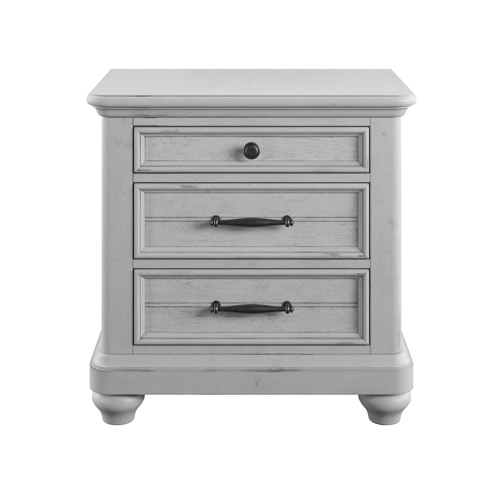 gray 3-drawer nightstand with usb