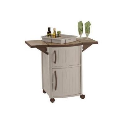Serving Station Patio Cabinet Taupe/Ceramic Tile