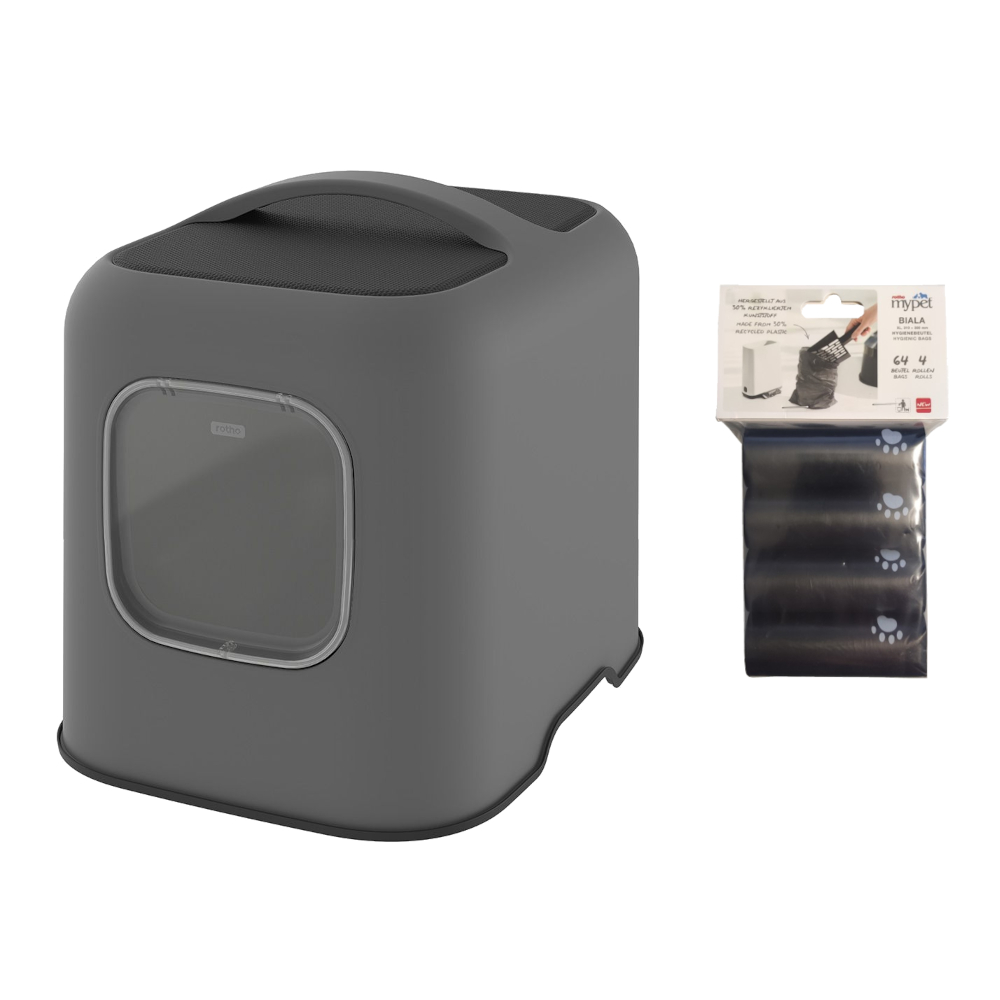 Rotho MyPet lettiera per gatti BIALA - Set %: lettiera per gatti antracite + 4 sacchetti igienici