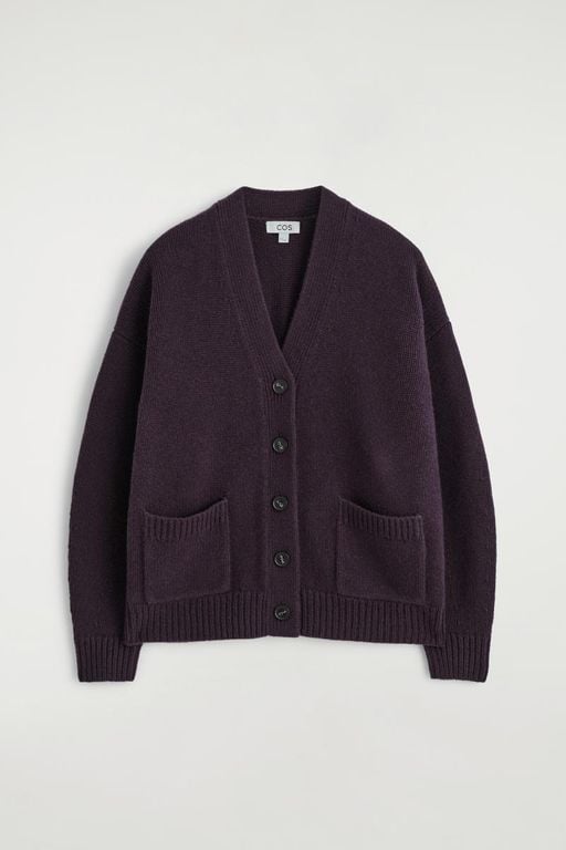 Oversized Cashmere-Blend Cardigan - Blue - COS Knitwear