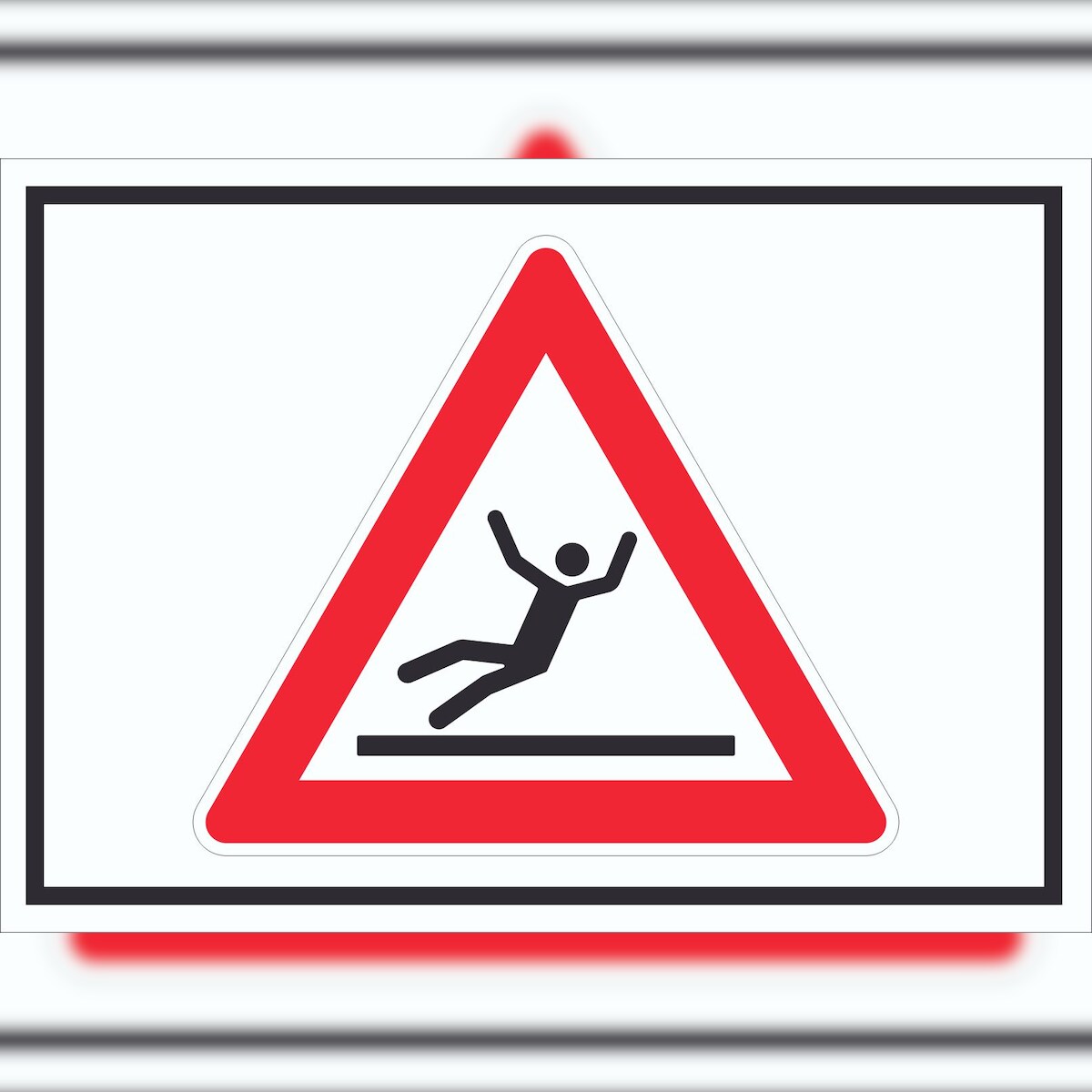 HB-Druck Vorsicht Rutschgefahr Weiss Symbol Schild A4 Rückseite selbstklebend Image