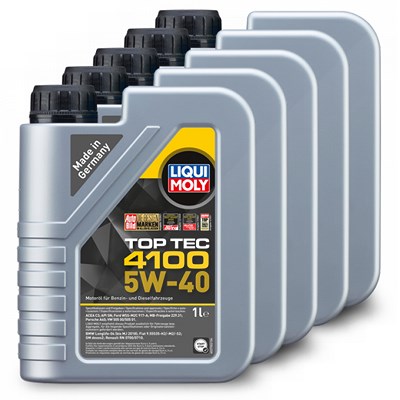 Liqui Moly 5x 1 L Top Tec 4100 5W-40 [Hersteller-Nr. 3700] Image