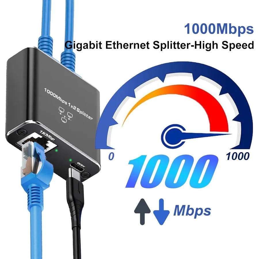 Splitter Gigabit Ethernet da 1 a 2/3/4 Splitter Internet LAN RJ45 da 1000 Mbps per PC Laptop Nintendo Switch Router TV Box TV digitale