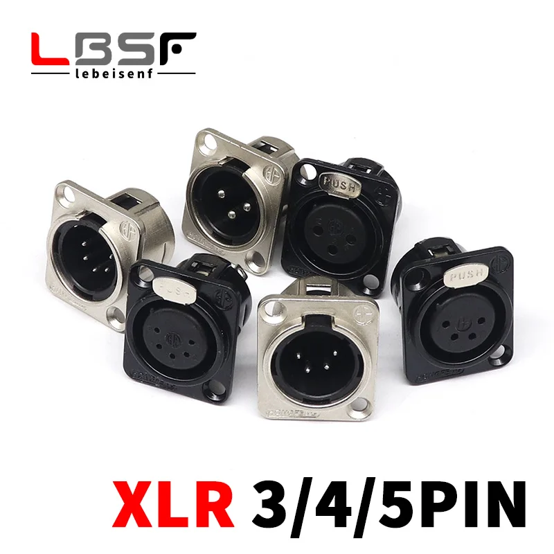 HF XLR 3/4/5pin Männlichen Weibliche Panel Audio Mikrofon Jack Stecker Stecker Schwarz YS145BG YS146BG Kupfer Kontaktieren XLR Metall Buchse Image