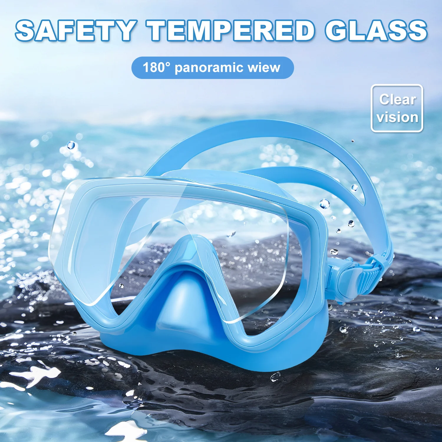 Schnorchelbrille für Erwachsene, gehärtetes Glas, HD-Panorama-Tauchmaske, Schwimmen, Reisen, Anfänger, Training, mehrere Farben erhältlich Image