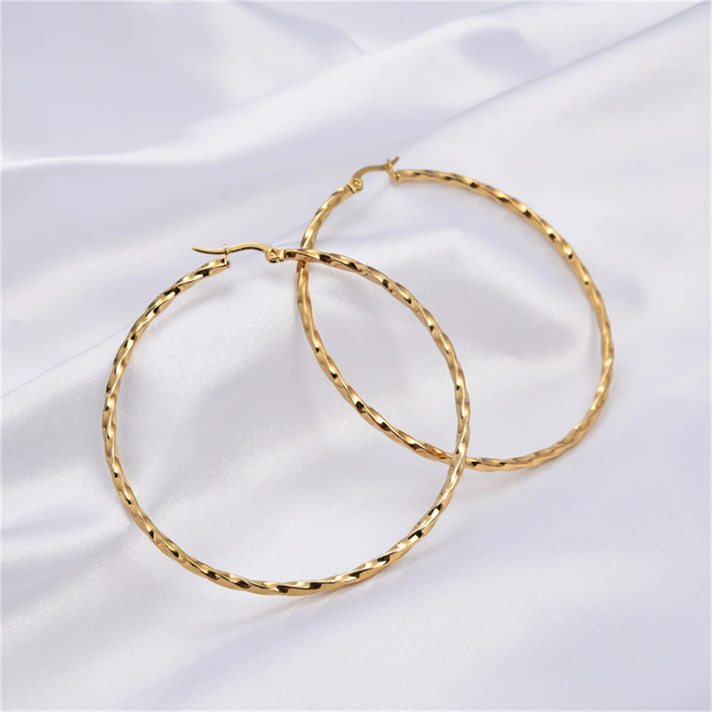 Punk Unregelmäßigen Großen Kreis Kreolischen Hoop Ohrring Weibliche Gold Farbe Edelstahl Runde Ohrringe Für Frauen Schmuck Geschenk Hoops 2025