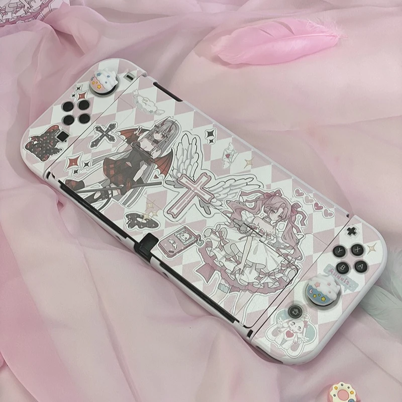 Kawaii Anime Girl Switch Schutzhülle für Nintendo Switch OLED Controller Joy-Con Covers Niedliche Gaming-Konsolenhülle im Ins-Stil Image