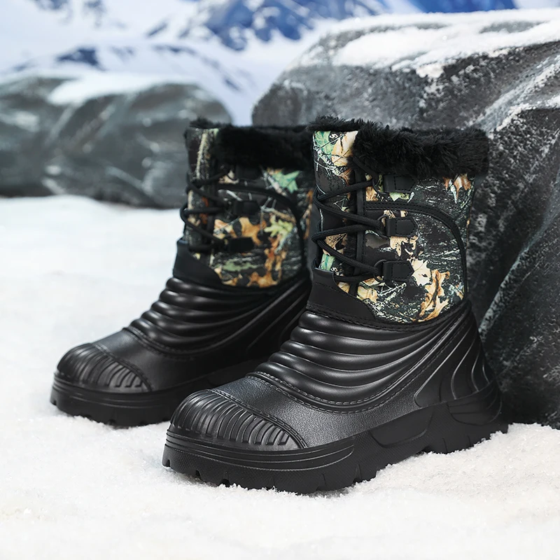 Plus Große Größe 49 50 51, wasserdichte Schneestiefel für Herren, breite Zehenbox, hohe Schuhe, mit Plüsch gefüttert, super warm, Winter