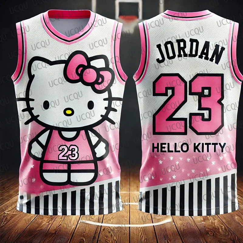 2025 Neue Hello Kitty Special Edition Basketball Weste Jordan 23 Training Jersey Männer Frauen Oversize Ärmelloses T-shirt Top Erwachsene/Kind