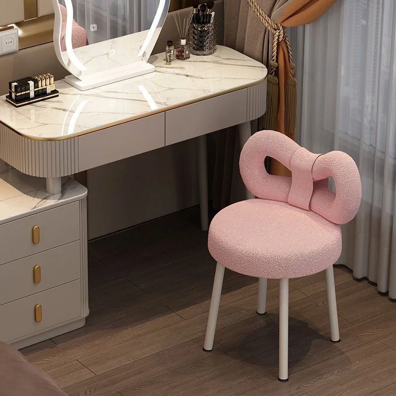 Sedia da toeletta moderna semplice Sedia da trucco Sgabello da toeletta minimalista Sedia da schienale con nodo a farfalla per manicure di lusso leggera
