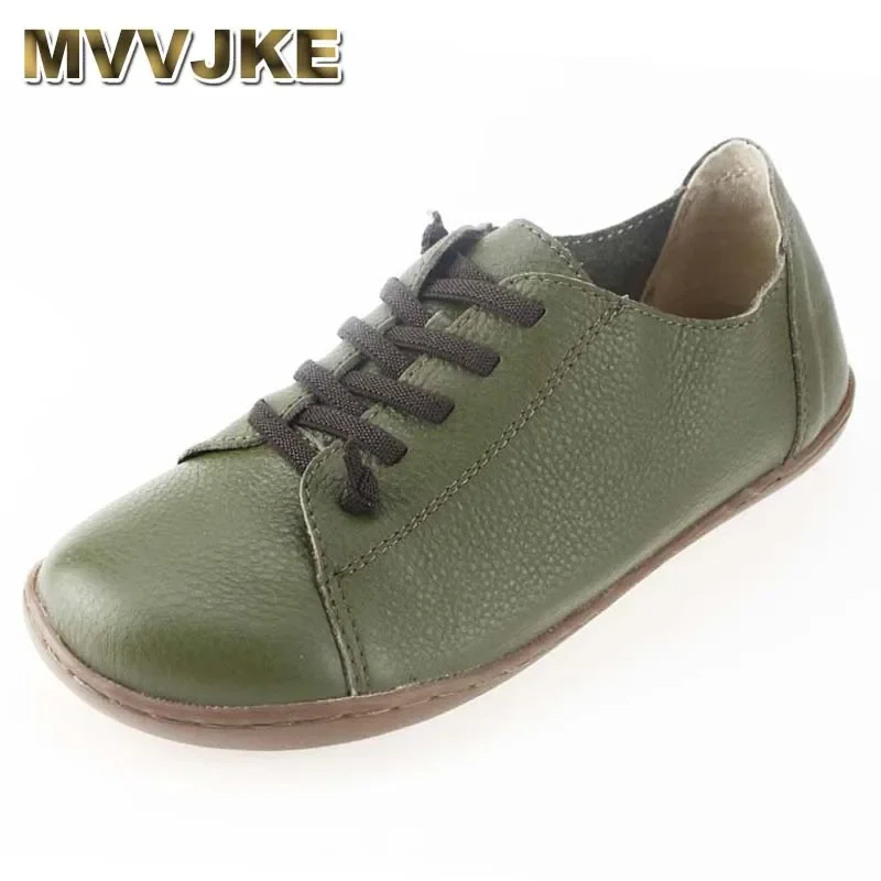 MVVJKE Frauen Schuhe Flache 100% Authentische Leder Plain toe Lace up Damen Schuhe Wohnungen Frau Mokassins Weibliche Schuhe
