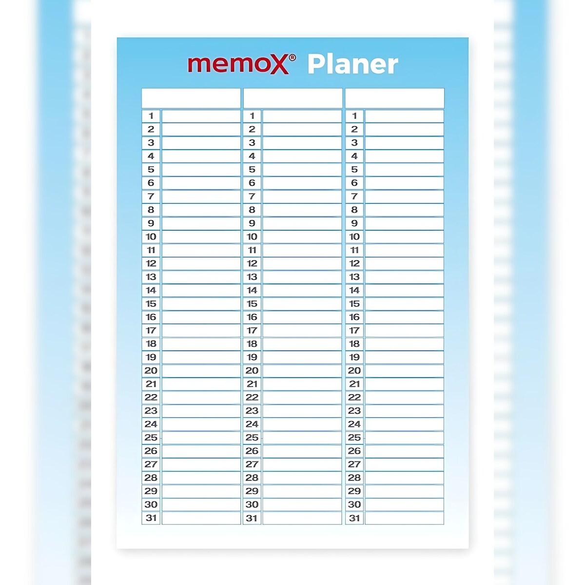 Pantaplast elektrostatisch haftende Planungstafel 3x 1-31 Image