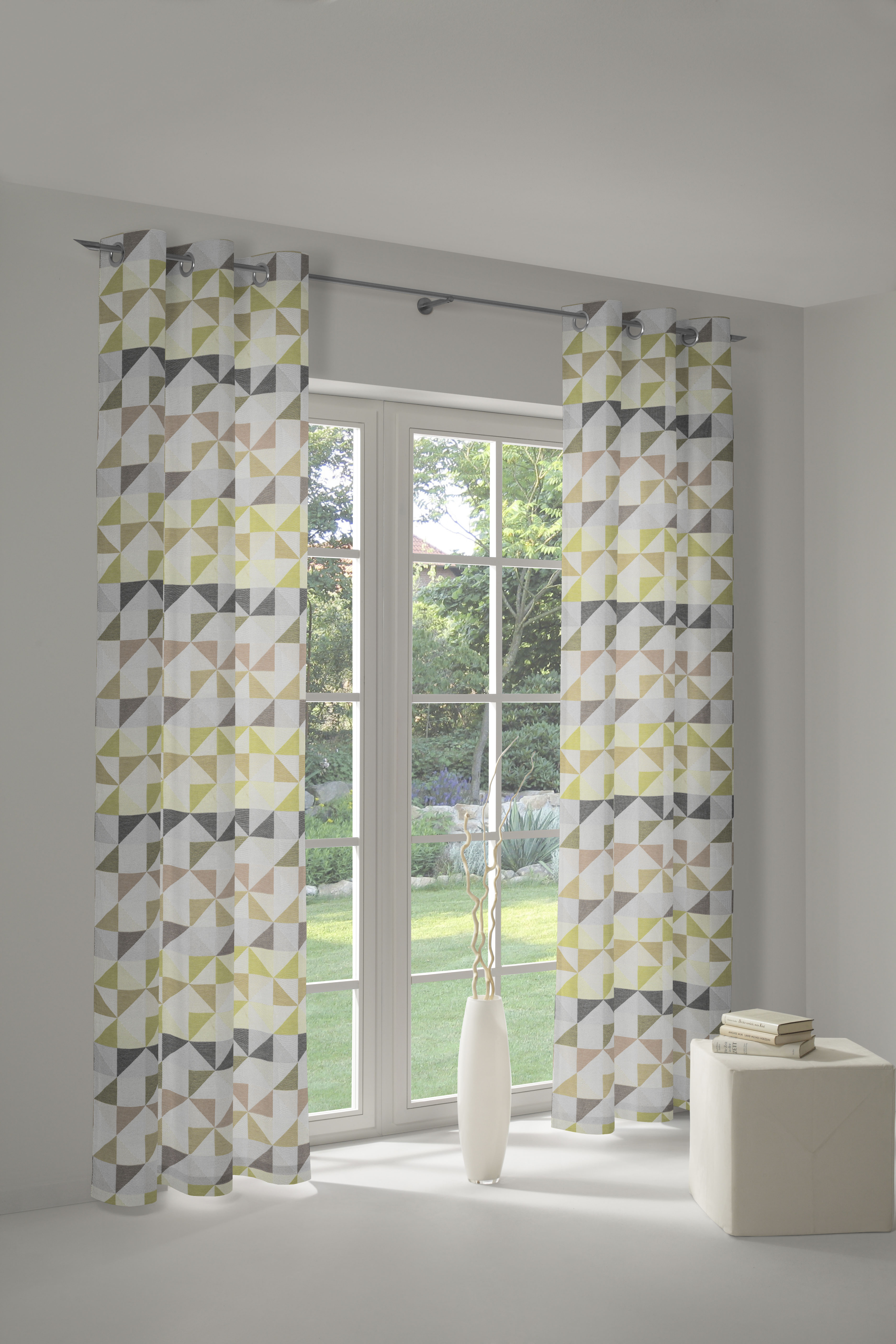 Vorhang WIRTH "Berlare", grün, B:132cm H:345cm, Jacquard;Vintage, Baumwolle, Polyester, Gardinen, nach Maß Image