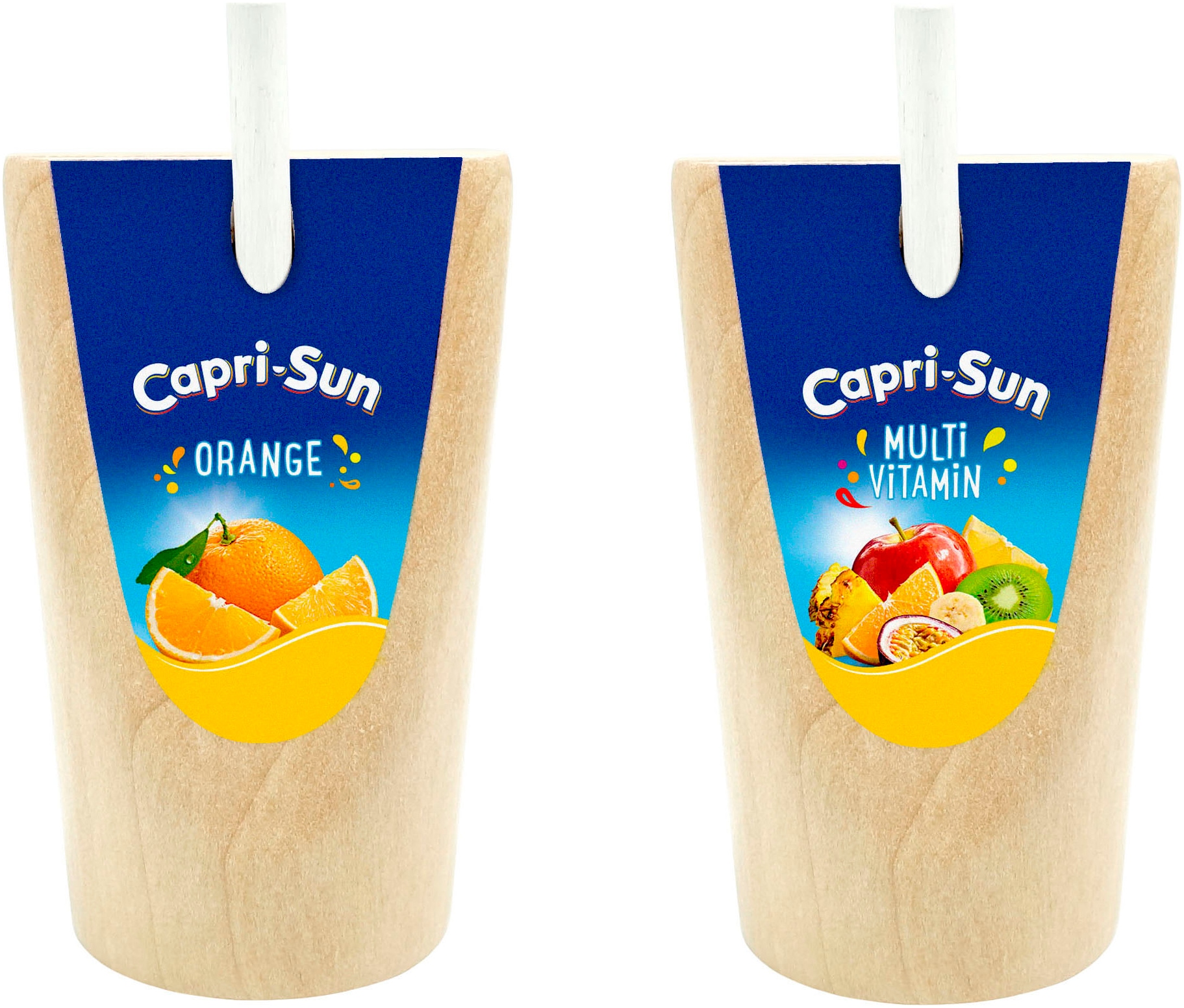 Kaufladensortiment TANNER "Capri-Sun", beige (natur, blau), Kaufladensortimente, Kinder, Holz, aus Holz, FSC - schützt Wald