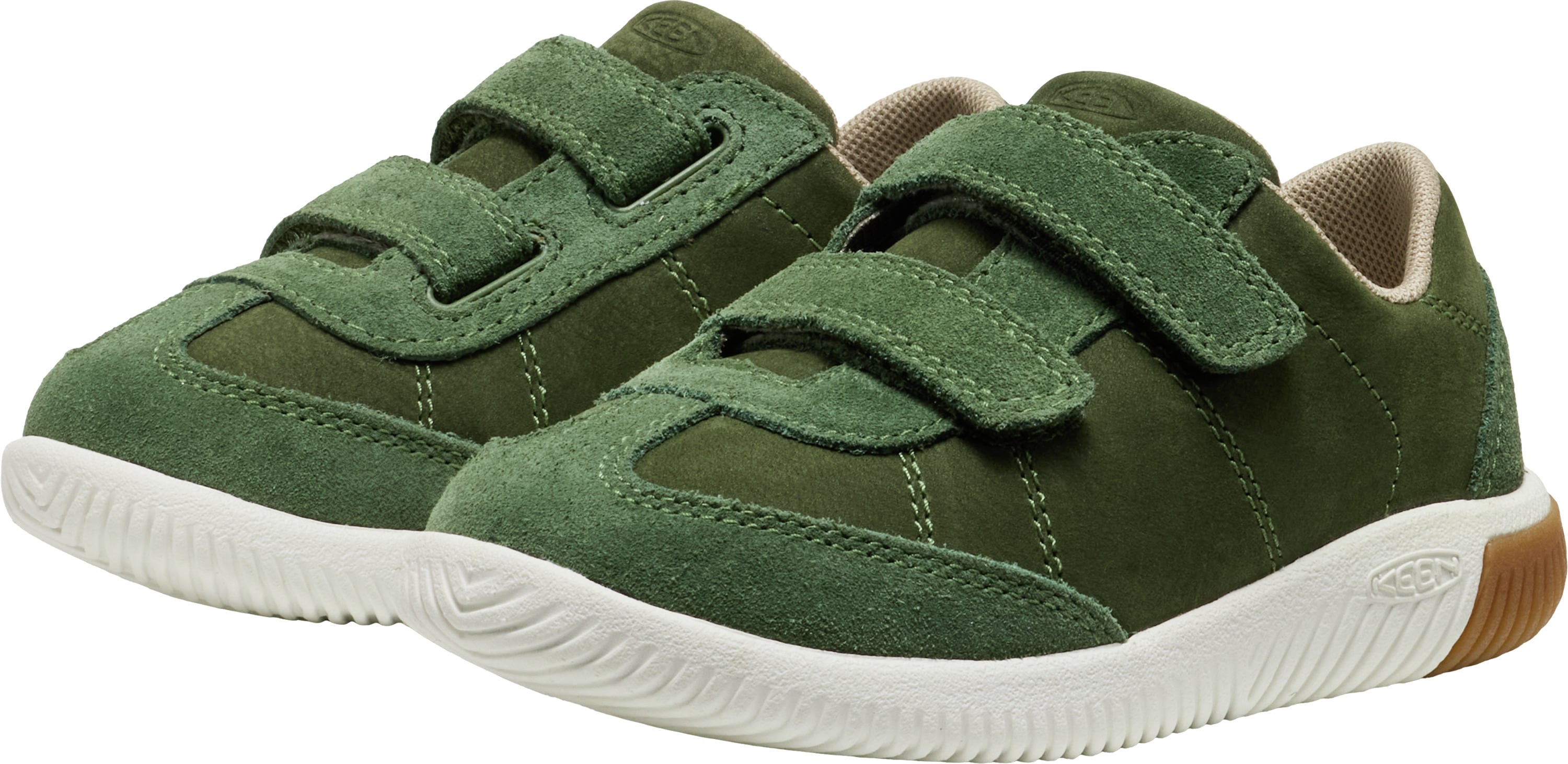 Barfußschuh KEEN "KNX T-TOE DS", Kinder, Gr. 29, weiß (bronze grün, star weiß), Leder, Schuhe Barfußschuh