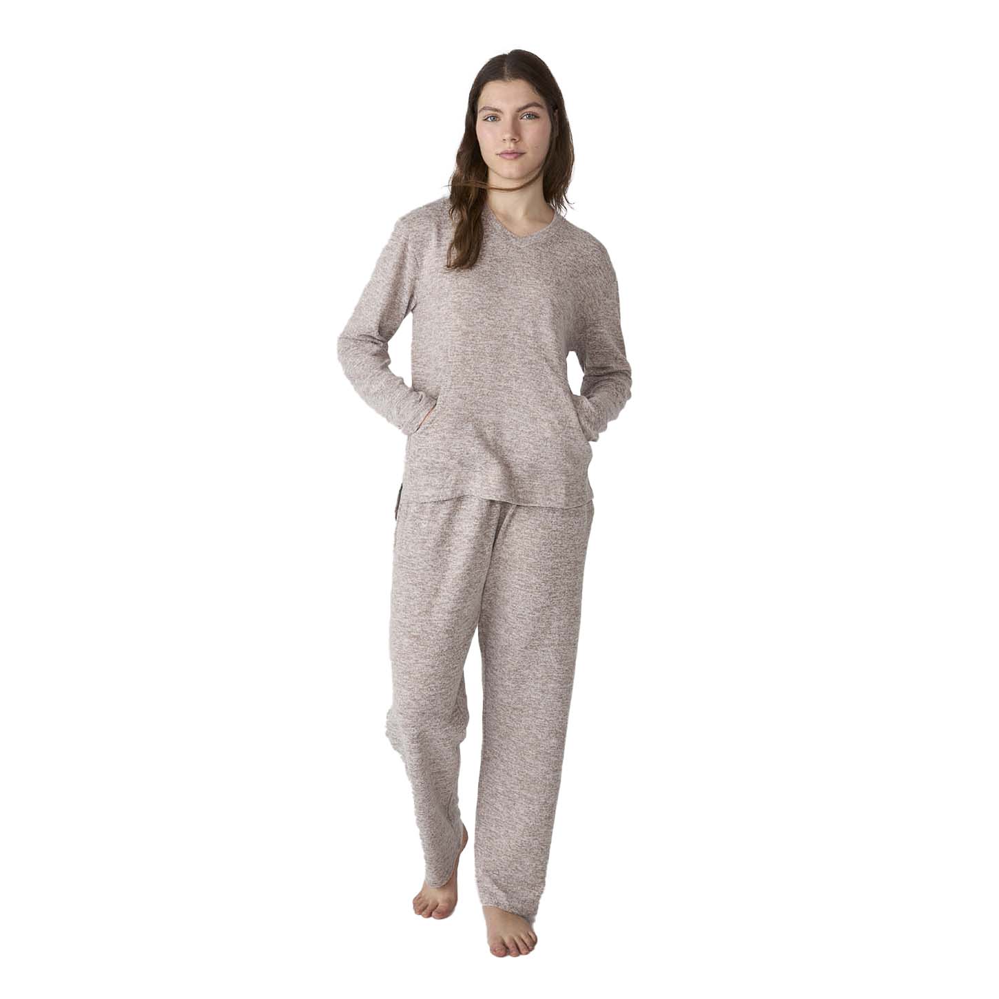 JJB5 Damen-Pyjama mit langen Ärmeln und weichem Strick Image