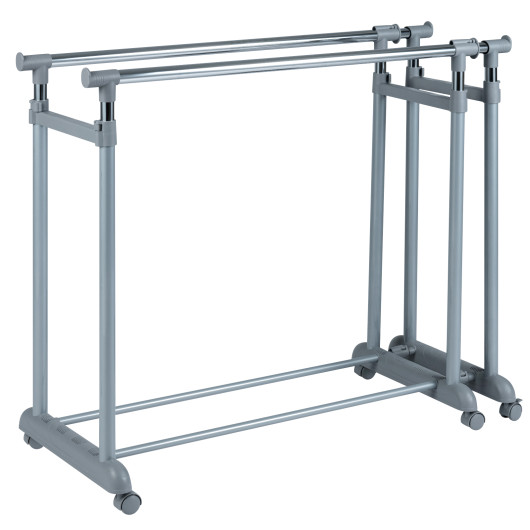 Costway Double Rod Clothes Rack Heavy-Duty Metal Garment Rack