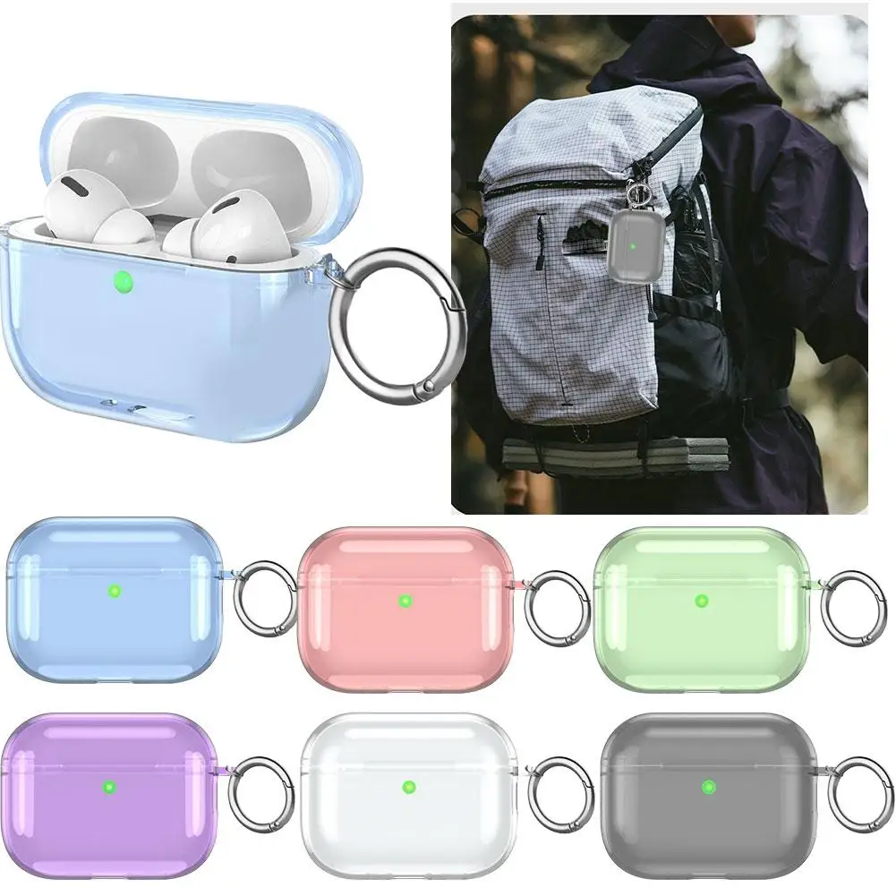 Für AirPods Pro 3, transparent, vollständig schützende, stoßfeste Hülle, weiche TPU-Kopfhörerabdeckung mit Schlüsselanhänger für Airpods Pro 3 Image