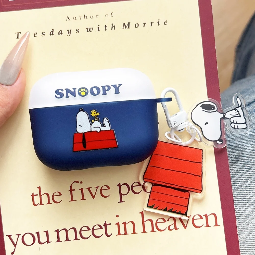 Snoopy Kopfhörerhülle für Airpods 1 2 3 4 Pro 2 Pro3 Cartoon TPU Bluetooth Kopfhörer Schutzhülle Zubehör mit Schlüsselanhänger Image