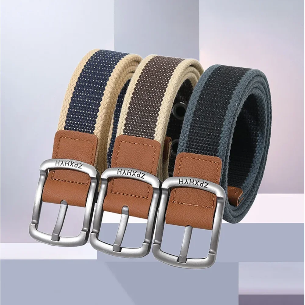 3,5 cm Neue Stil Pin Schnalle Leinwand Gürtel männer frauen Woven Gürtel Junge Student Jeans Gürtel für Männer luxus Designer Marke gürtel Image