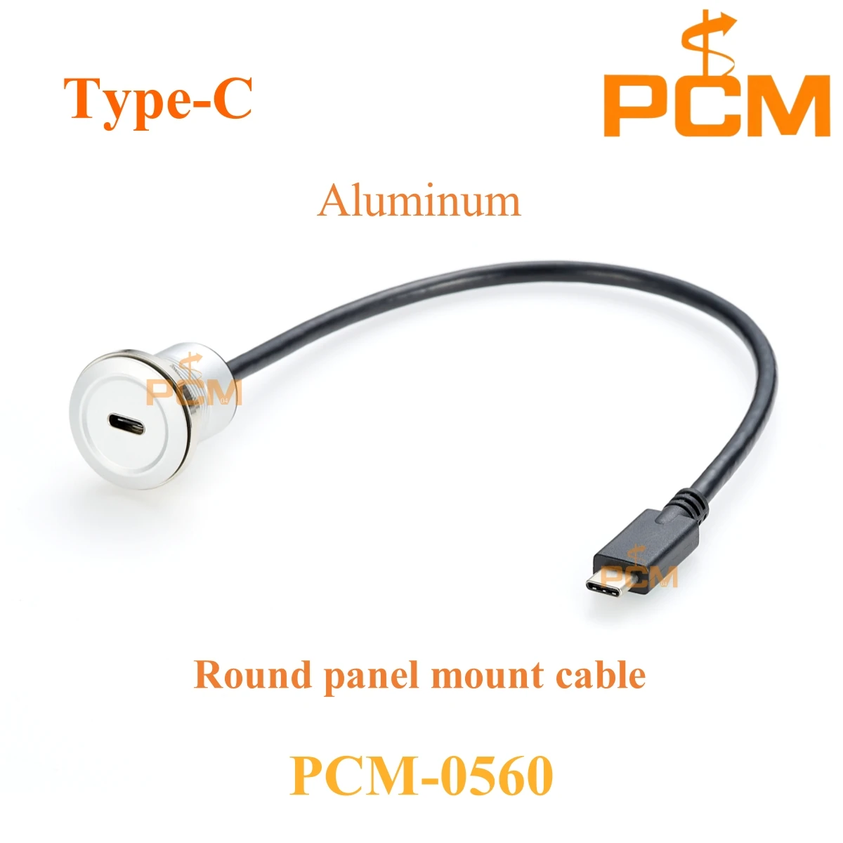 Rundes Typ-C-Panel-Mount-Kabel, Aluminium USB3.1 USB-C 10 Gbit/s Hochgeschwindigkeits-Daten- und Ladekabel für die Patch-Panel-Montage mit rundem Loch Image
