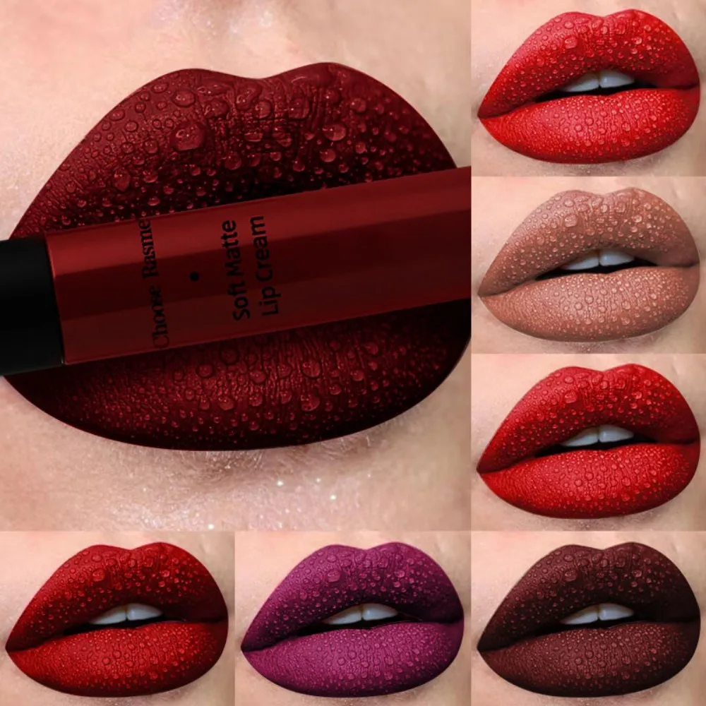7-Farben-Matt-Samt-Lipgloss, wasserfest, flüssiger Lippenstift, nackte schwarze Lippen, Tönung, Make-up, Lippenglasur, Kosmetik, rote Lippenfleck, Schönheit Image