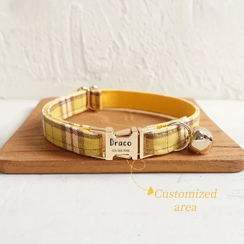 Personalisiertes Hundehalsband mit Namen und Telefonnummer mit Gravur, verstellbares individuelles Welpenhalsband, Bio-Haustierhalsband für kleine und mittelgroße Image