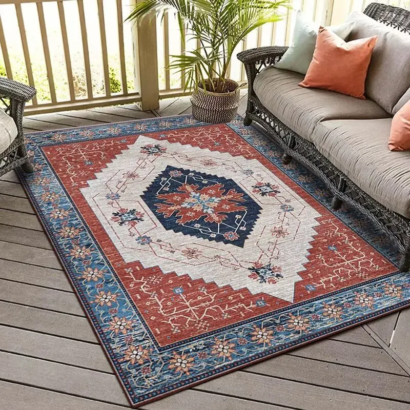 VIKAMA Teppich im amerikanischen Retro-Ethno-Stil, böhmische Wohnzimmer- und Schlafzimmer-Nachttischdecke, Couchtischmatte, Heimdekoration Image