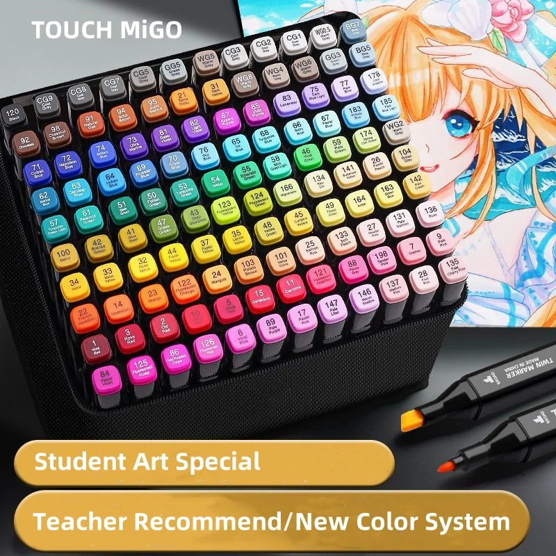 Ensemble de marqueurs à alcool, 24/36/48/60/80 couleurs, ciseau à double pointe et marqueurs artistiques fins à base d