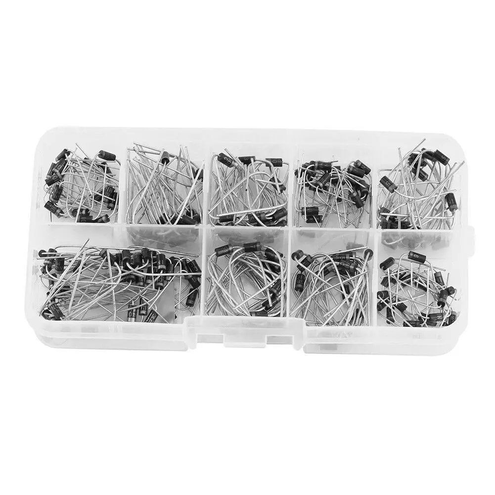 200 Stück 10 Typen 200 Stück Gleichrichterdioden-Kit 1N4001-1N4007-1N5819 Image
