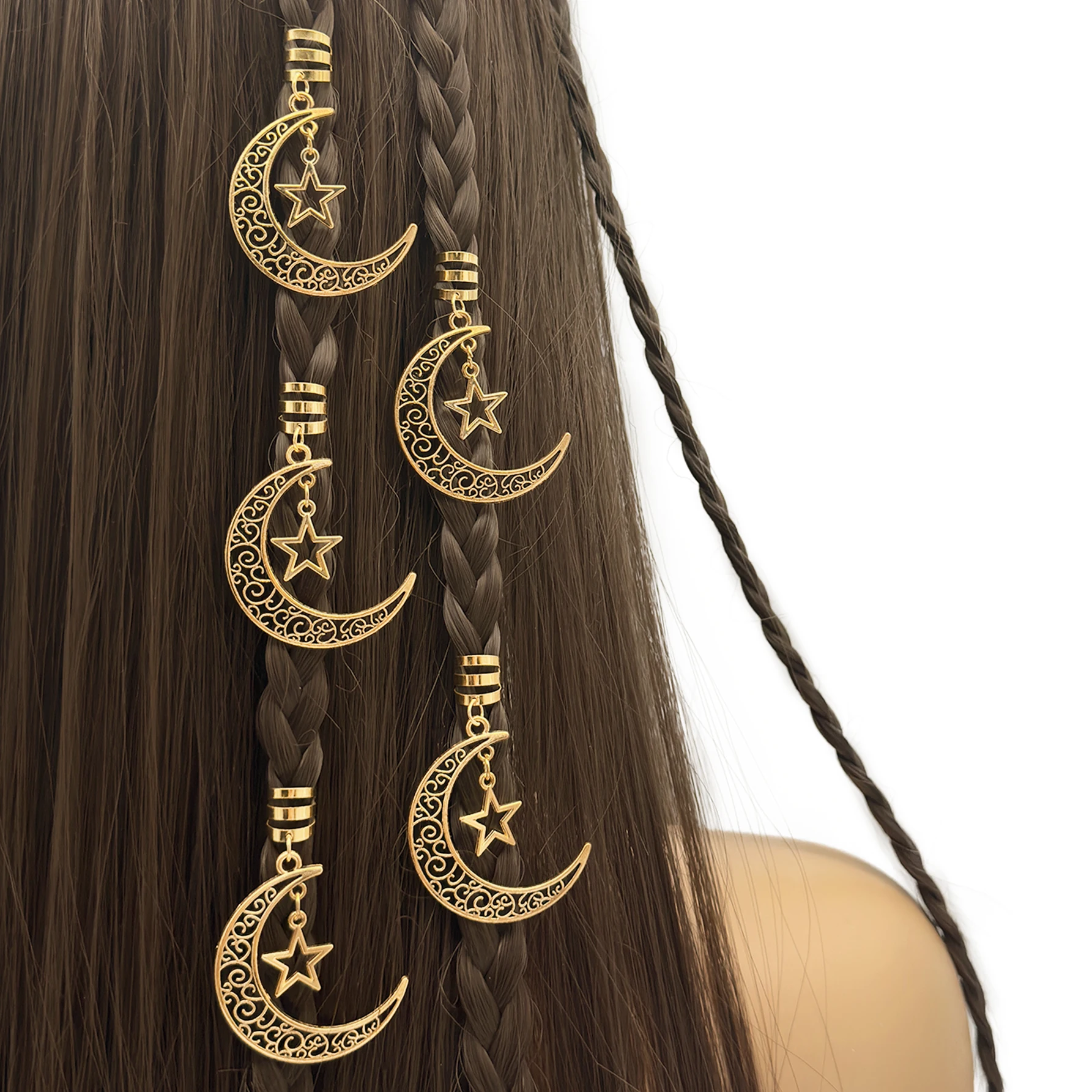 5 Stück Mond- und Stern-Haarschmuck für Damen, Haarspangen für Pferdeschwanz, Party und Festival, Haarspangen, Krallenklammern, Schulmaterial Image