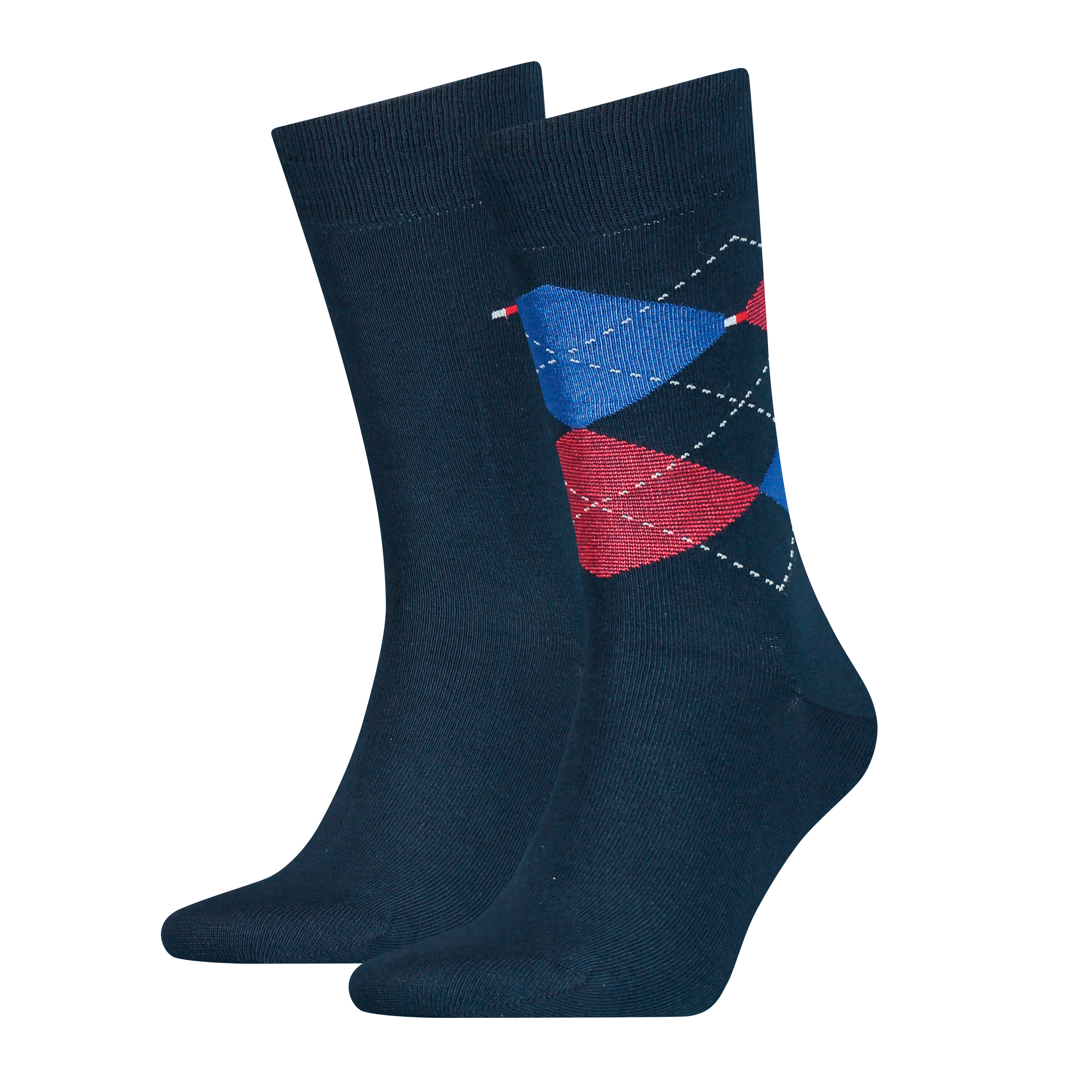 Socken TOMMY HILFIGER "TH MEN SOCK CHECK 2P", Damen, Gr. 47-49, tommy original, Baumwollmischung, normal, Socken Socken, mit klassischem Argyle-Design