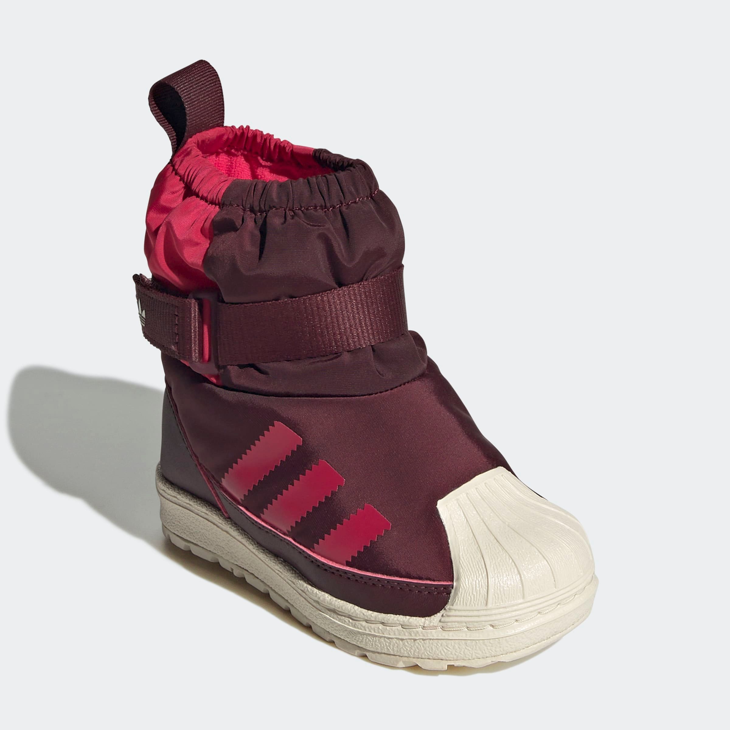 Winterstiefel ADIDAS ORIGINALS "ADIDAS SUPERSTAR 360 STIEFEL FÜR KINDER", Damen, Gr. 26, maroon, wonder weiß, ruby rot, Synthetik, Textil, Schuhe Winterstiefel, Winterschuhe, Winterboots, Snowboots