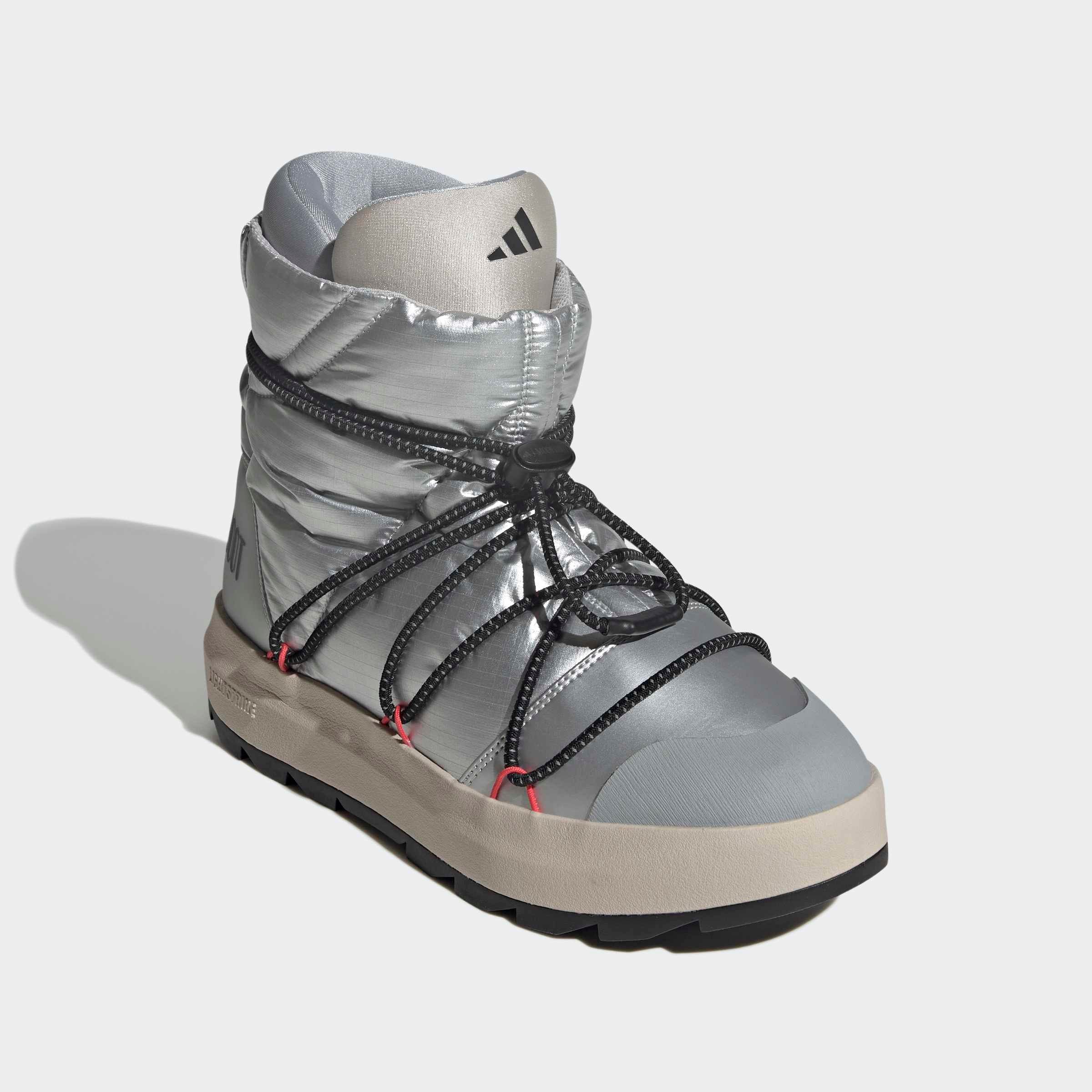 Sneaker ADIDAS SPORTSWEAR "ADIDAS X MOON BOOT ACE MID", Damen, Gr. 40, matte silber, core schwarz, lucid rot, Synthetik, Textil, Schuhe Sneaker