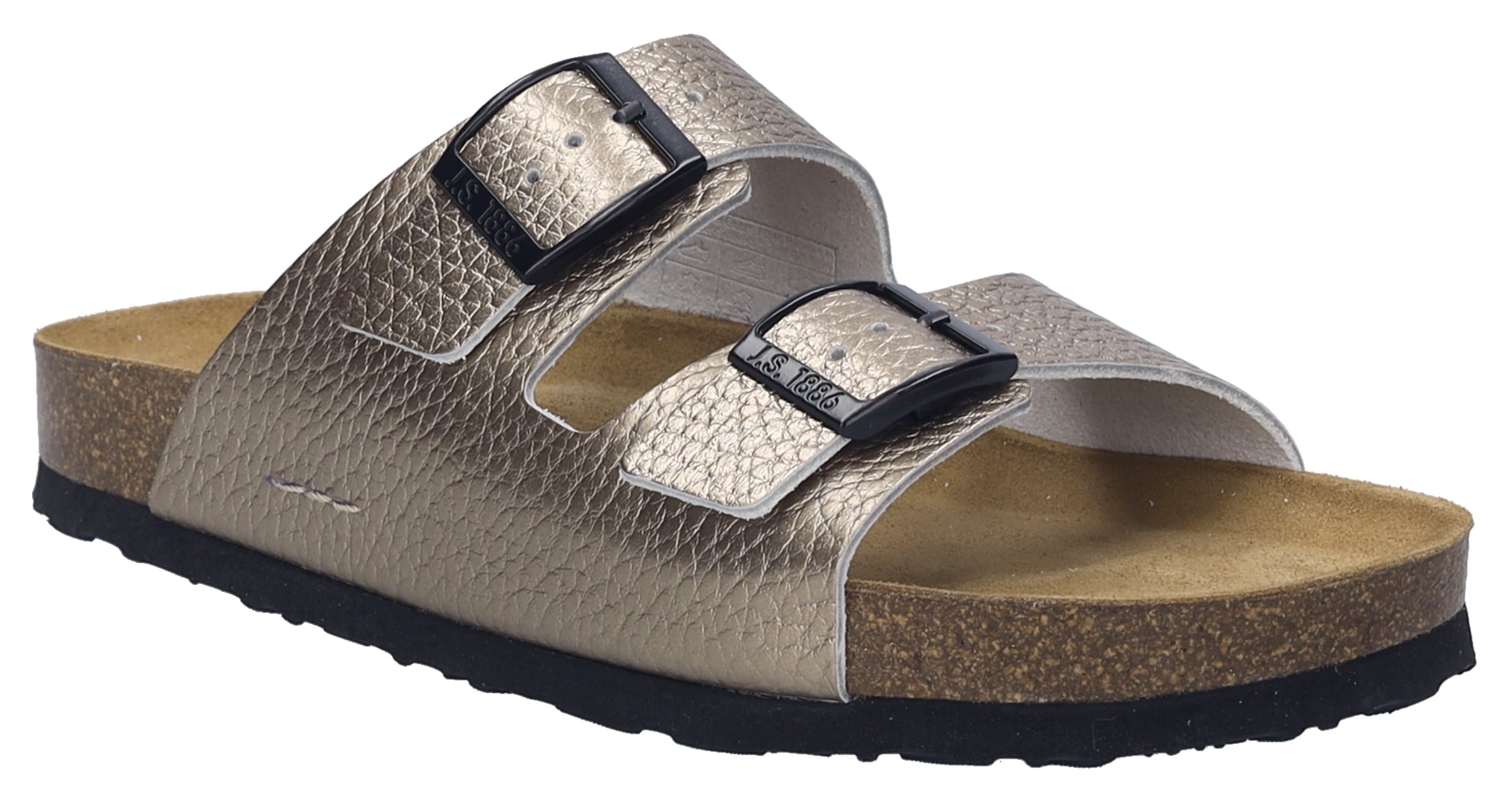 Hausschuh JOSEF SEIBEL "Hermine 01", Damen, Gr. 37, braun (bronzefarben), Leder, metallic, Schuhe Hausschuh, Pantolette, Slides, Sandale mit weichem Lederfutter