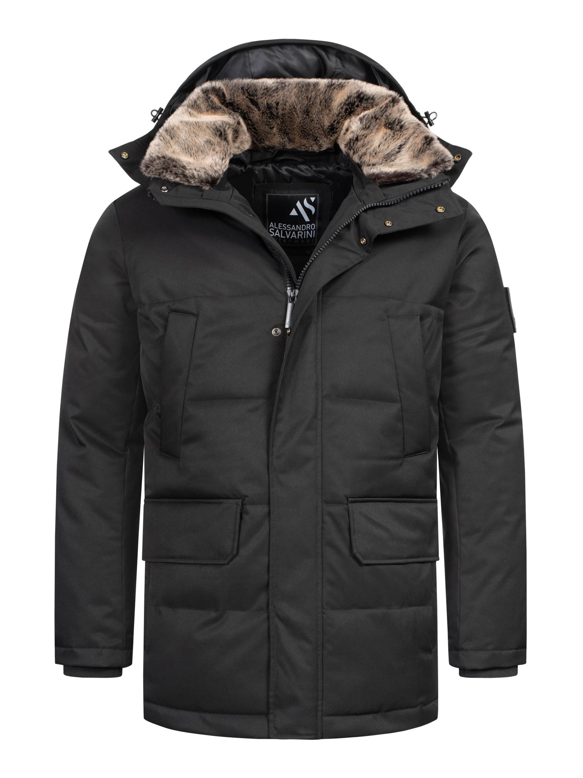 Alessandro Salvarini Herren Winterjacke AS-456 – Stilvoll, Wasserabweisend Mit Abnehmbarer Kapuze Image