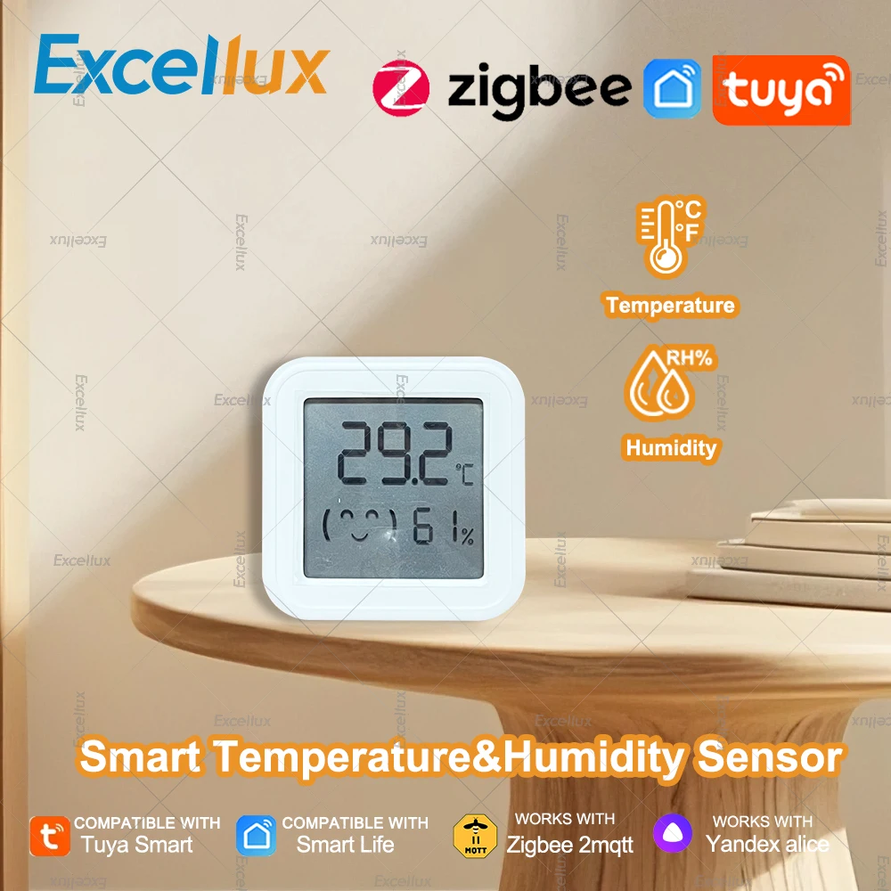 Tuya Smart Zigbee Temperatur Feuchtigkeit Sensor LCD Display Thermometer App Remote Monitor Funktioniert Mit Alexa Google Assistent Z2M Image