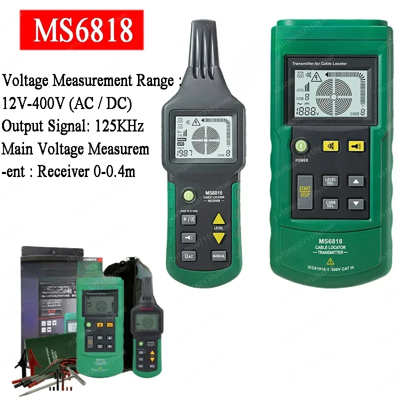 MS6818 Tragbare Professionelle Draht Kabel Metall Rohr Locator Detektor Tester Linie Tracker Separaten Sender Empfänger Image
