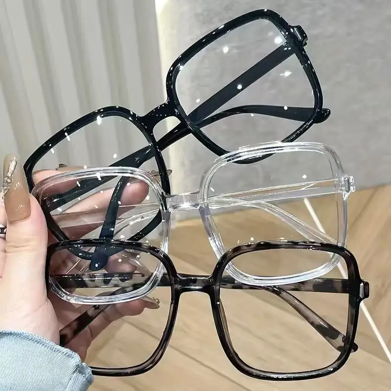 1 Stück/3 Stück klassische Mode, großer Rahmen, quadratische Brille, transparente Linse, lässige Mode, dekorative Brille, geeignet für Büro, Lesen Image