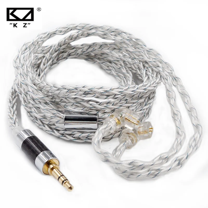 Cavo per auricolari KZ 8 core argento blu ibrido 784 core cavo di aggiornamento placcato argento 2 pin spina da 3,5 mm cavo Heaset KZ ZSXPRO ZS10PRO