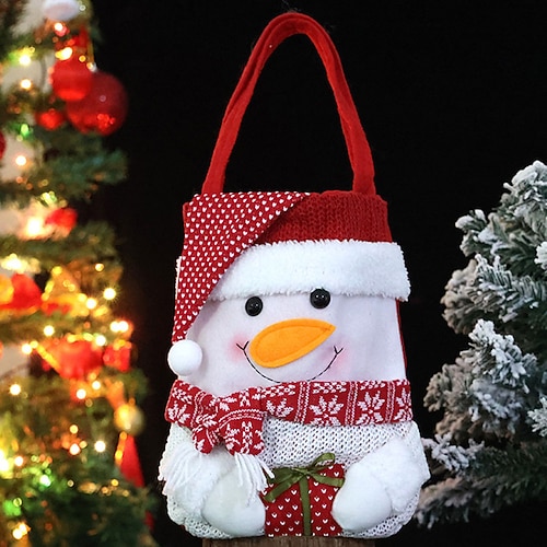 1 pz borsa portaoggetti per lavori a maglia natalizi, Babbo Natale, pupazzo di neve, Rudolph, borsa per caramelle, sacchetti regalo con manico, vigilia di Natale regali di Natale - decorazioni per