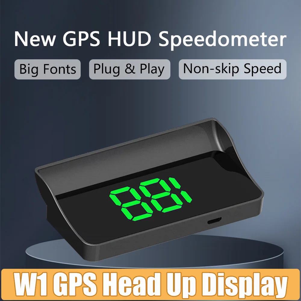 W1 GPS Head Up Display Große Schrift HUD Weiß Grün LED Tachometer KMH Windschutzscheibe Projektor Auto Zubehör Plug & Play Für Alle Auto Image