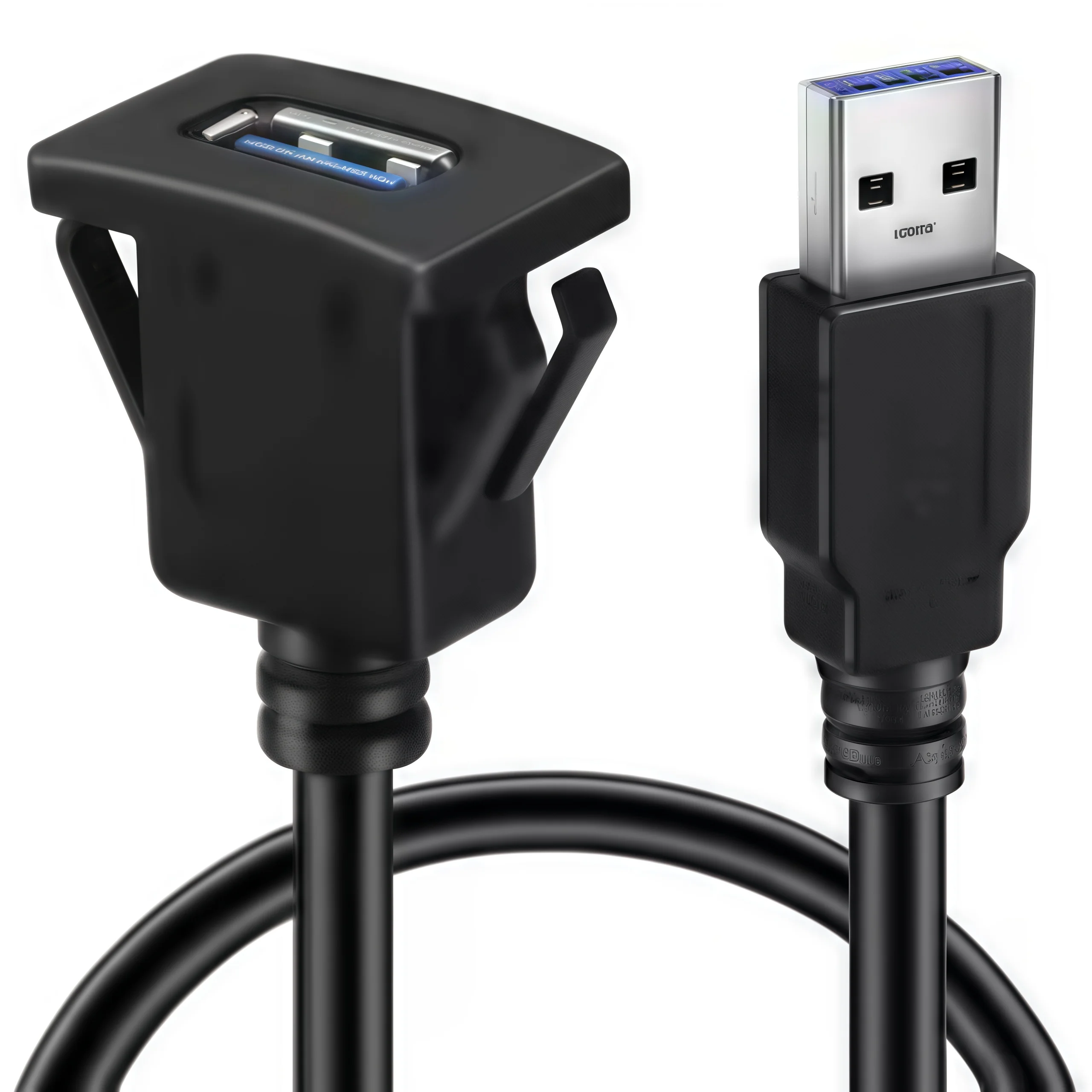 USB 3.0 Unterputz-Panel-Verlängerungskabel mit Verriegelungsclip – 1 m Armaturenbrett-Halterung für Auto, LKW, Boot, Motorrad Image