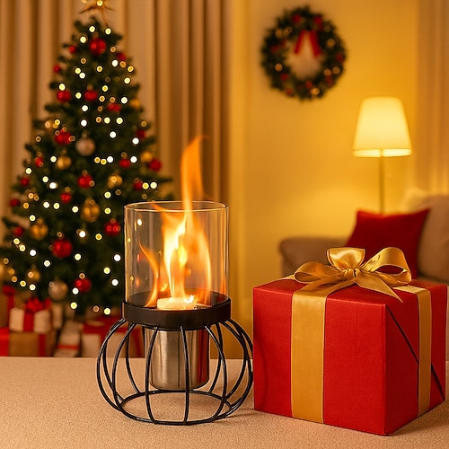 Tischfeuerstelle, Feuerstelle im Freien mit Glastisch und Fernbedienung für Camping Image