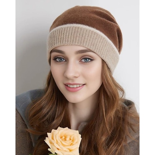 Damen Beanie-Mütze Warme Wintermütze Täglich Ferien Patchwork Gestrickt Einfach Lässig Warm Bequem 1 Stück Image